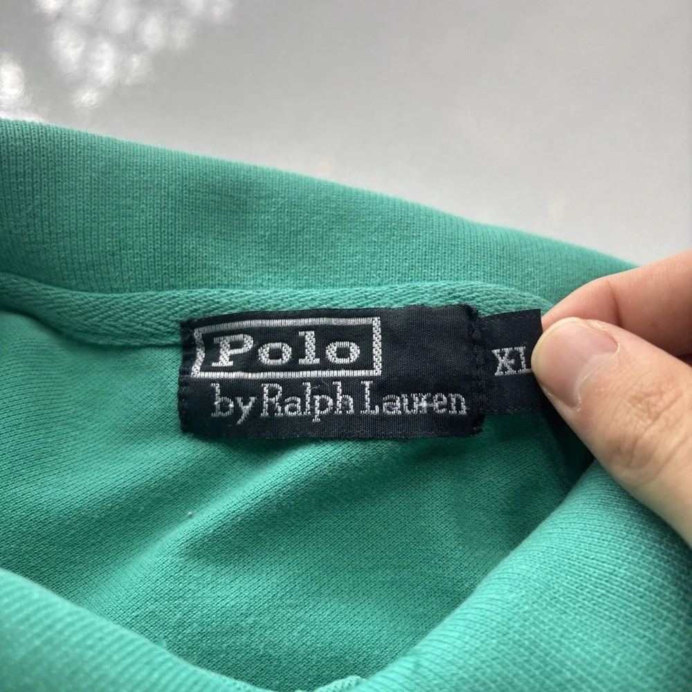 VINTAGE Polo Ralph Lauren Shirt Mens XL Teal 100% Cotton Jersey Fabric Pony *